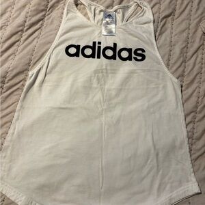 adidas White Tank Top with Black Logo